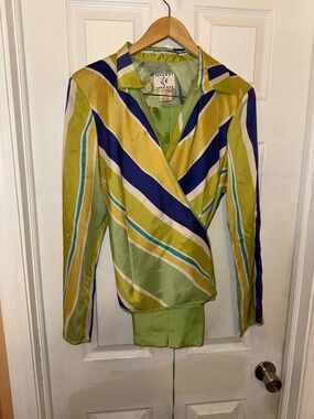 ICE Striped 100% Silk Blouse With Matching Pants